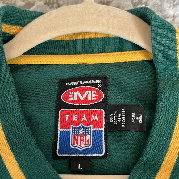 90’s Vintage NFL Mirage Green Bay Packers Zip Up Short Sleeve Shirt - Picture 4 of 11